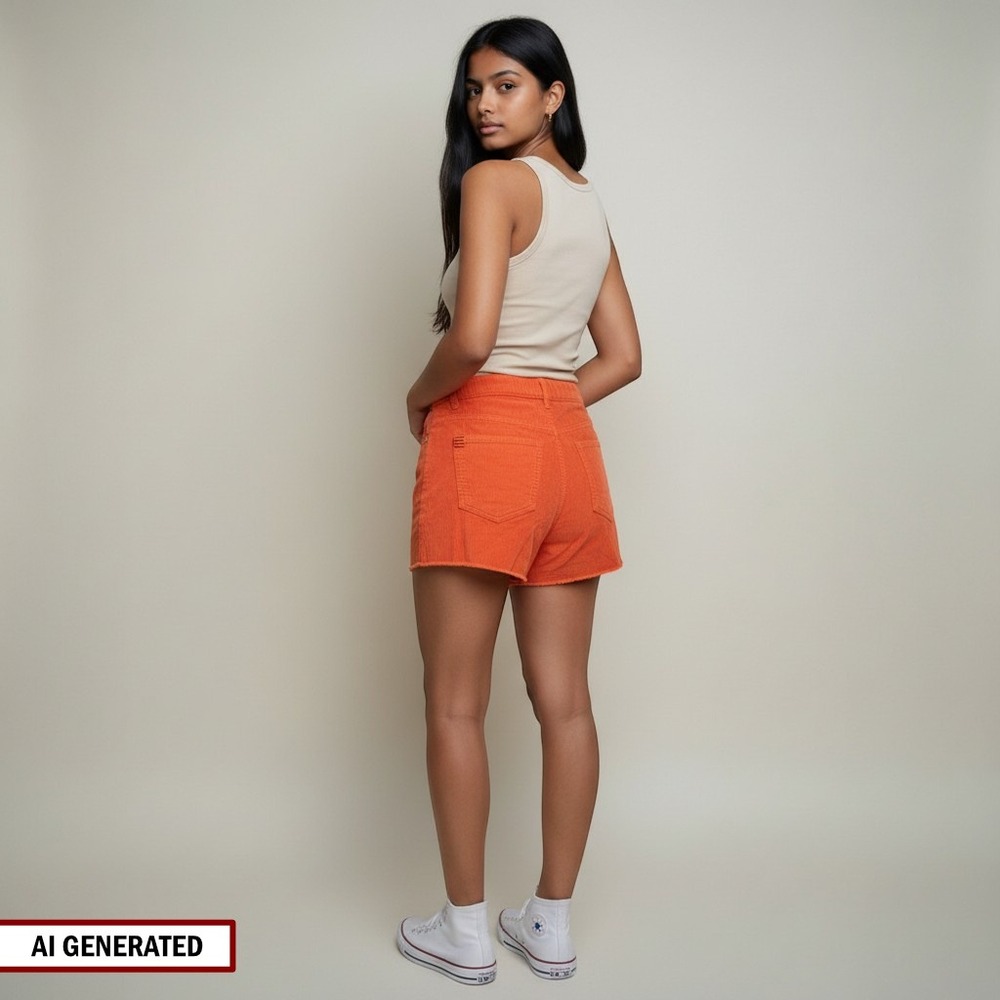 BDG Corduroy Shorts‎ Womens Size 25 Orange Raw Hem Cotton Cutoff New
